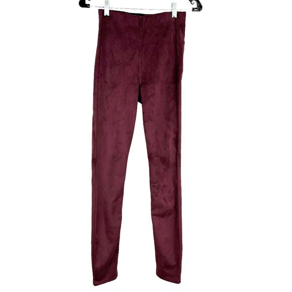 Rag & Bone NWT Embroidered Faux Suede Slim Leg Pants Burgundy Size XS Pull-On - Picture 3 of 13